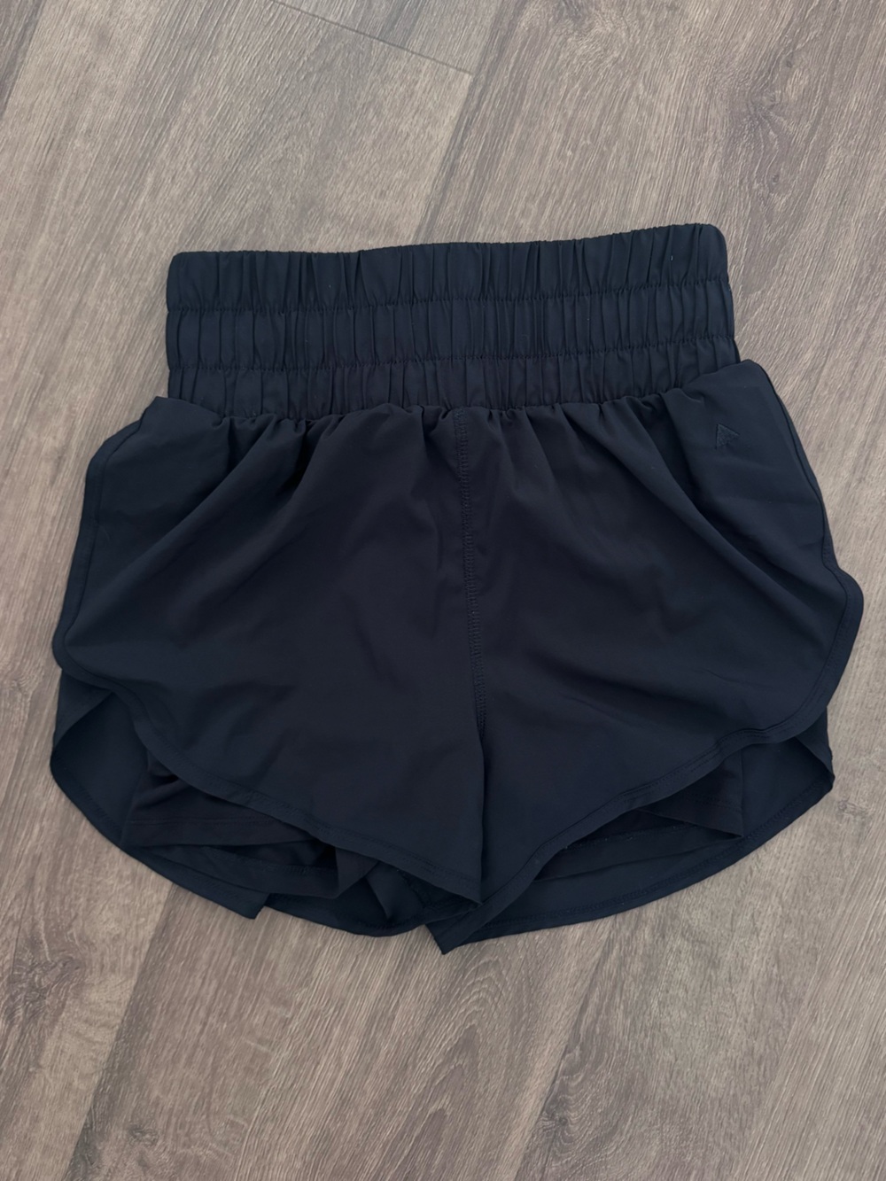 Women’s Black Athletic Shorts with High Smocked Waist